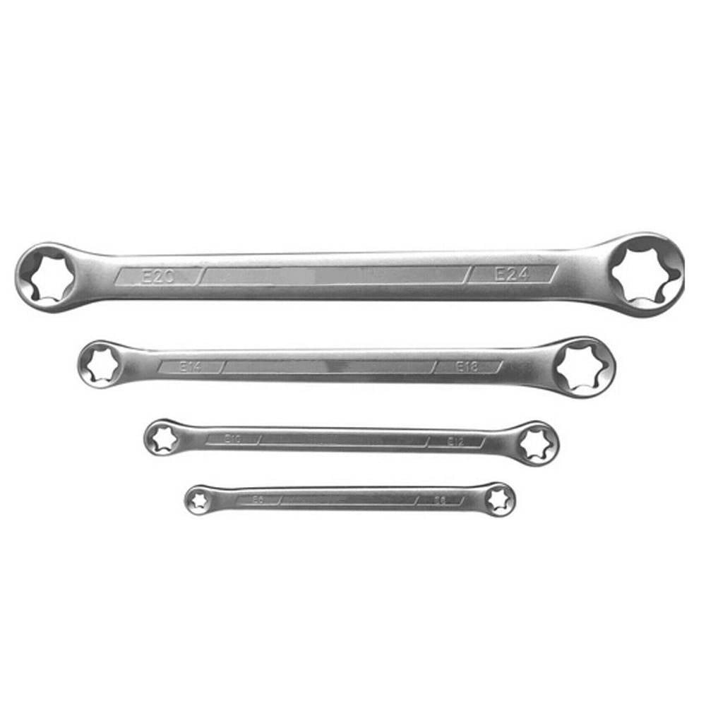 Trade Shop - Set Chiavi Combinate Doppia Testa Torx Femmina 4pz Misure Da E6-e24 Dritte 01004 -