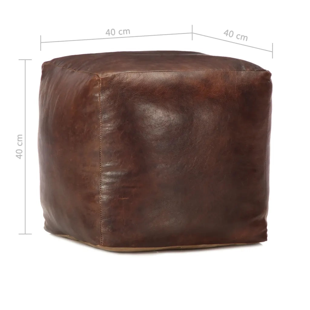 Pouf Marrone Scuro 40x40x40 cm in Vera Pelle di Capra cod mxl 78081
