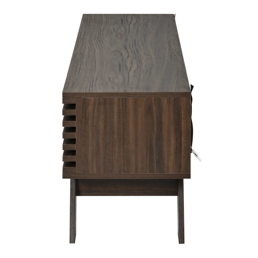 Mobile TV 150x35x44 cm con ante a lamelle in MDF noce