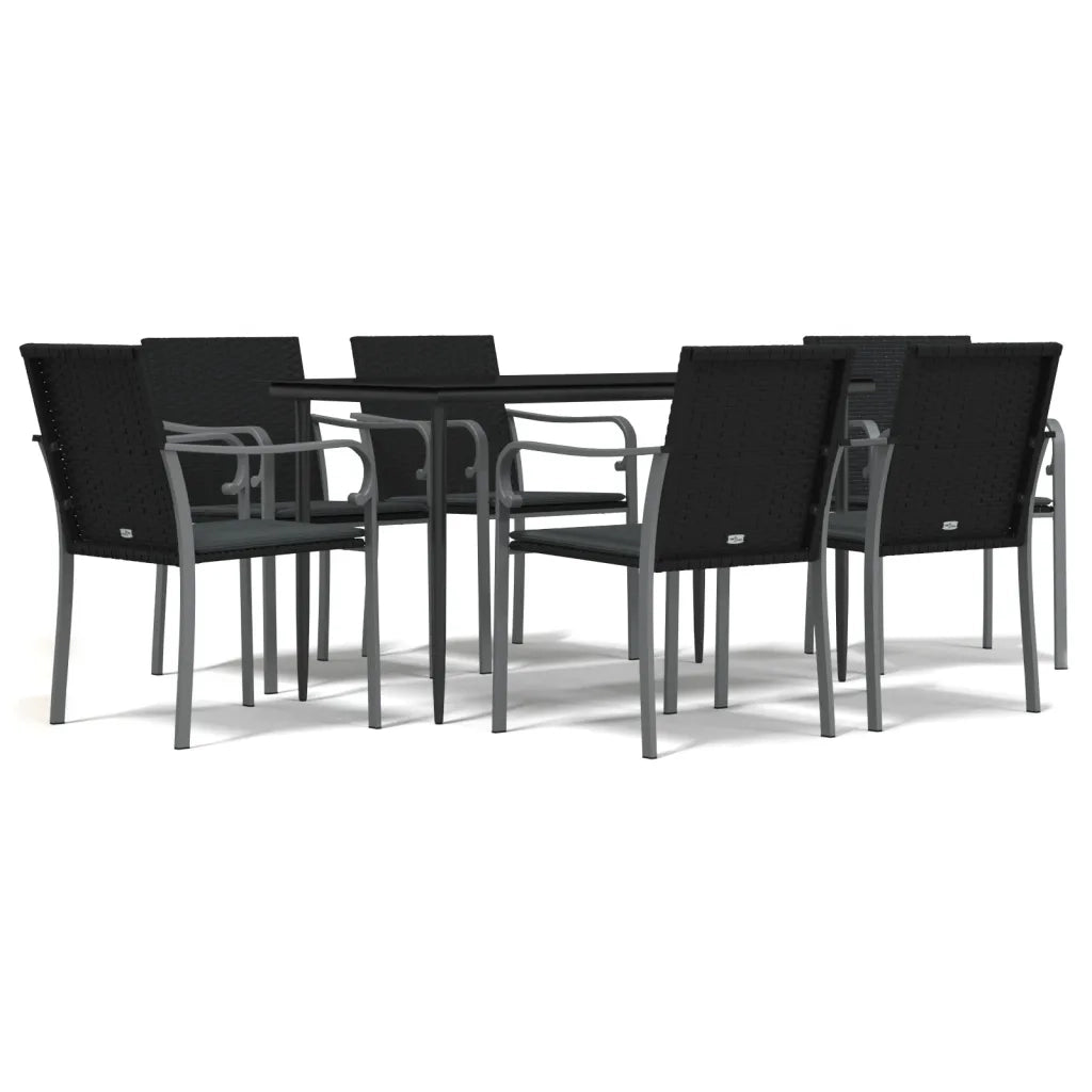 Set Pranzo da Giardino 7 pz con Cuscini in Polyrattan e Acciaiocod mxl 124522