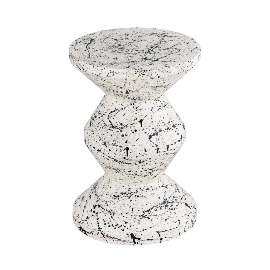 Tavolino da divano in acciaio smaltato, motivo maculato, 47cm, nero