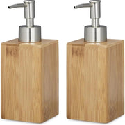 Pompa di Sapone in Bambù Capacità 240 ml - Dispensatore di Lotion con Pompa di Dosaggio - Manuale - HBD Circa 18x6,5x8 cm - Naturale