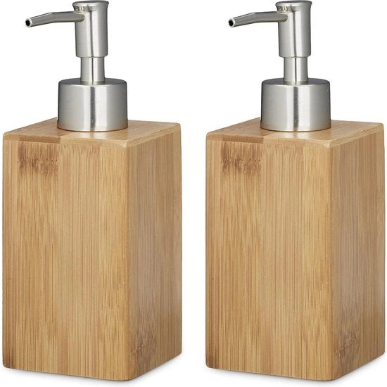 Pompa di Sapone in Bambù Capacità 240 ml - Dispensatore di Lotion con Pompa di Dosaggio - Manuale - HBD Circa 18x6,5x8 cm - Naturale