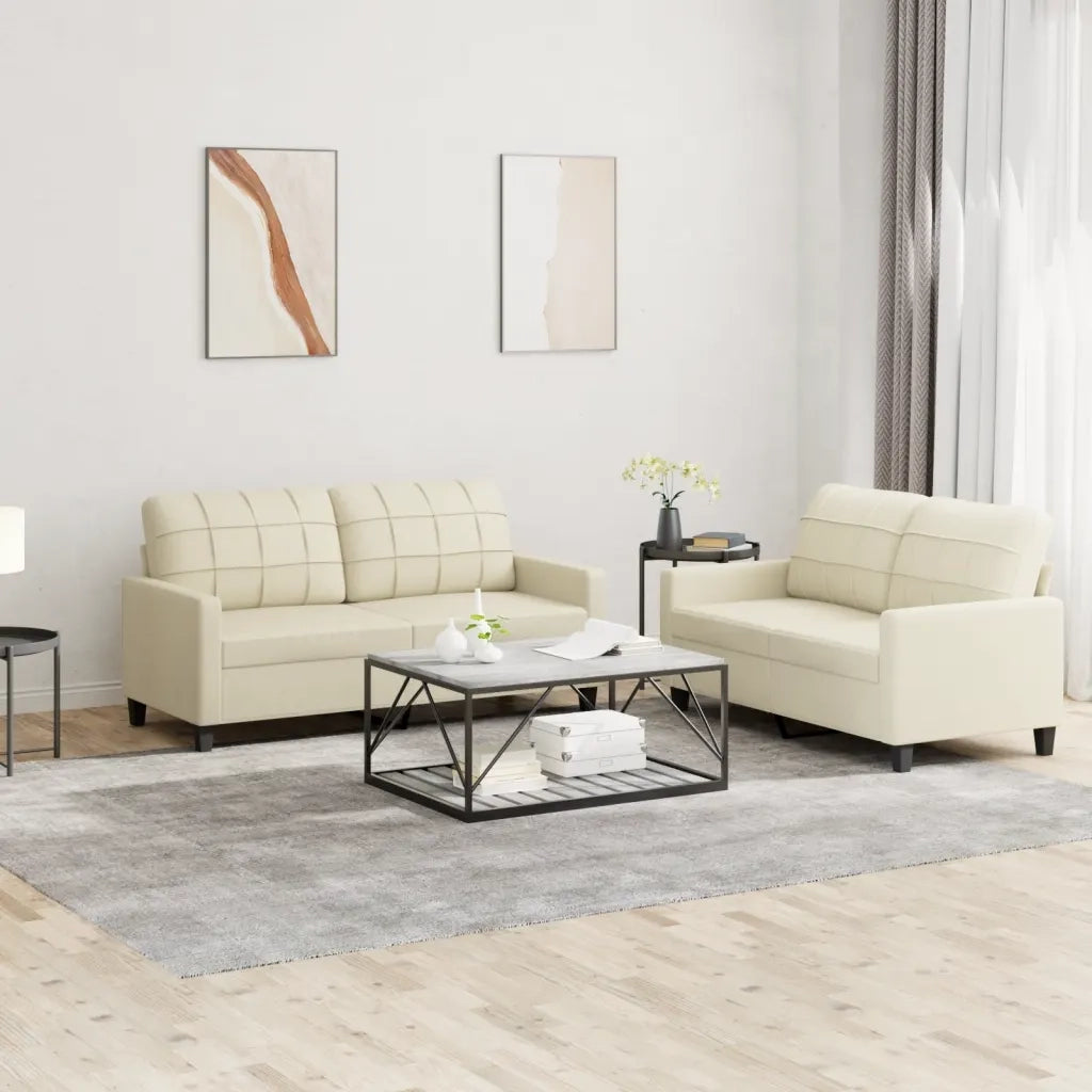 Set di Divani 2 pz con Cuscini crema in Similpellecod mxl 107062