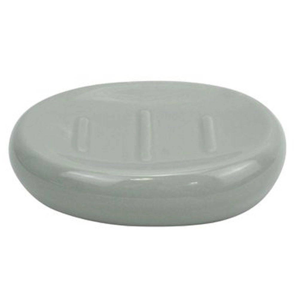 Trade Shop - Piattino Per Sapone Ceramica Grigio Portasaponetta Moderno Accessori Bagno 79254 -