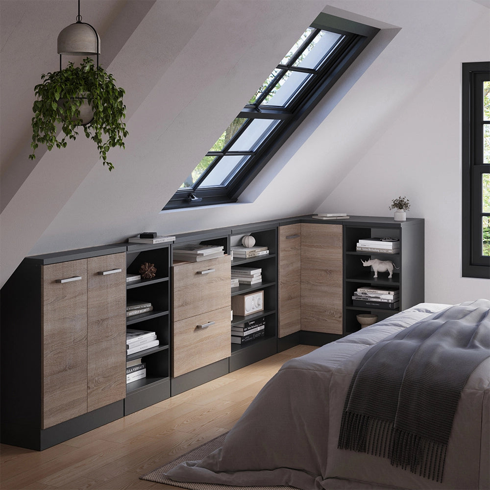 Mobile sottotetto Mobile angolare Rion Sonoma/Antracite 75.6 x 83.8 cm con 1 porta Vicco