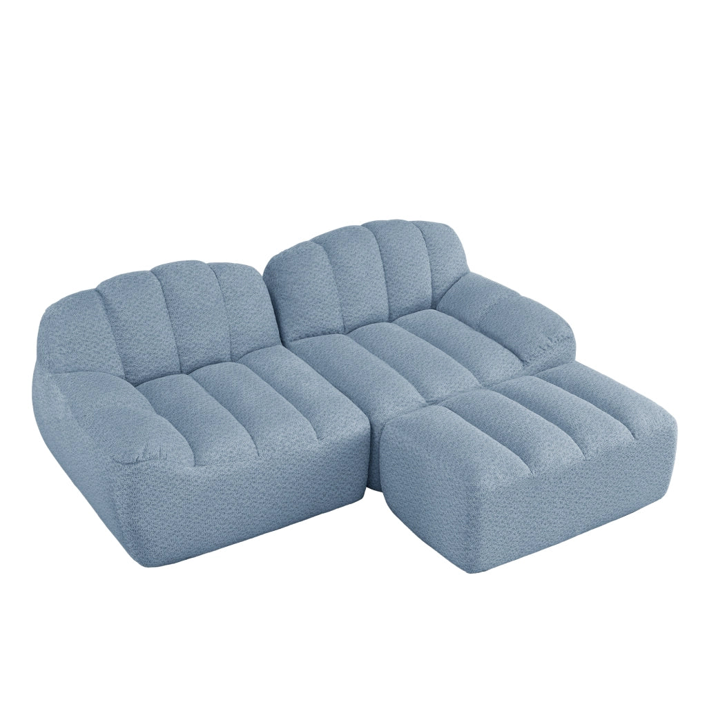 Divano modulare a 2 posti a L - Zephmum- Blu, senza assemblaggio