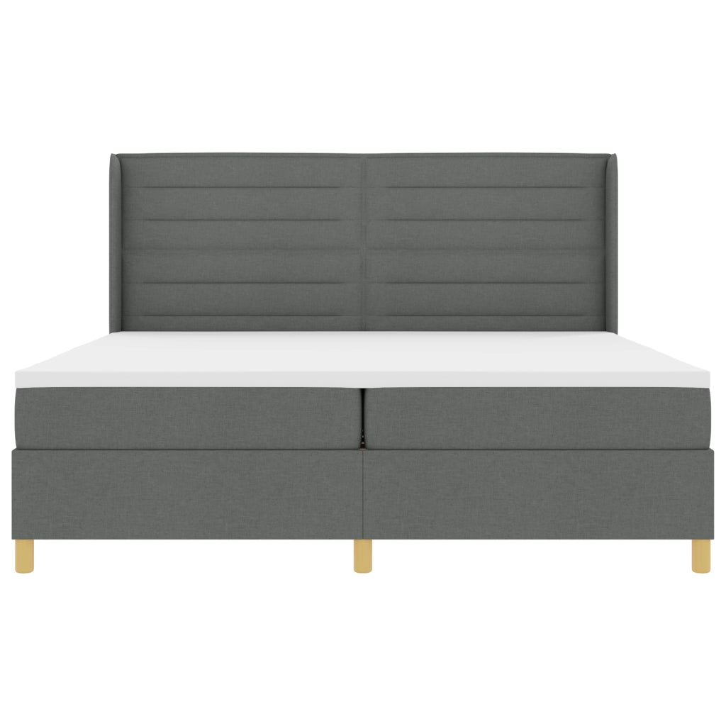 Letto con Rete a Molle e Materasso & LED Grigio Scuro 200x200 cm in Tessuto