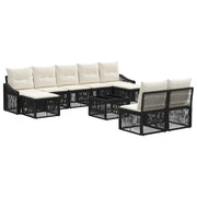 Set Divano da Giardino Regolabile 10 pcs Nero polyrattan 3436123