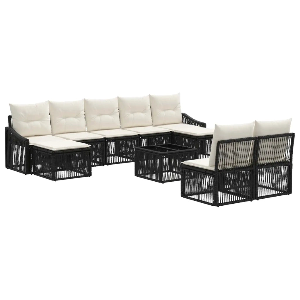 Set Divano da Giardino Regolabile 10 pcs Nero polyrattan 3436123