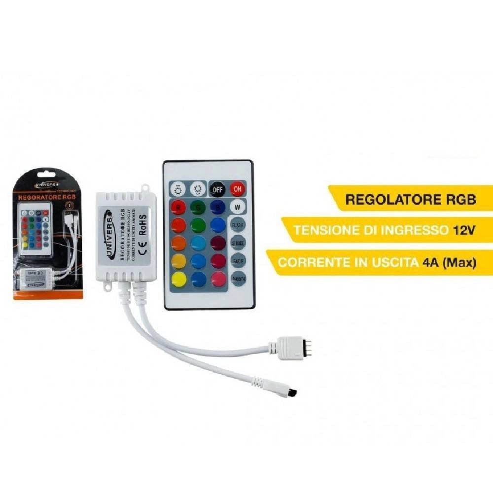 Trade Shop - Regolatore Telecomando Ir 24 Tasti Luce Musica 12v Per Strisce Led Rgb Te-rgb -