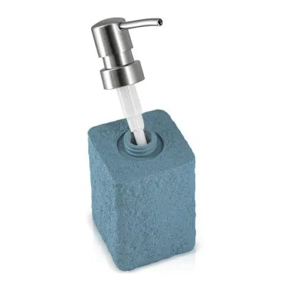 Dispenser sapone da appoggio turchese cobalto in resina effetto pietra
