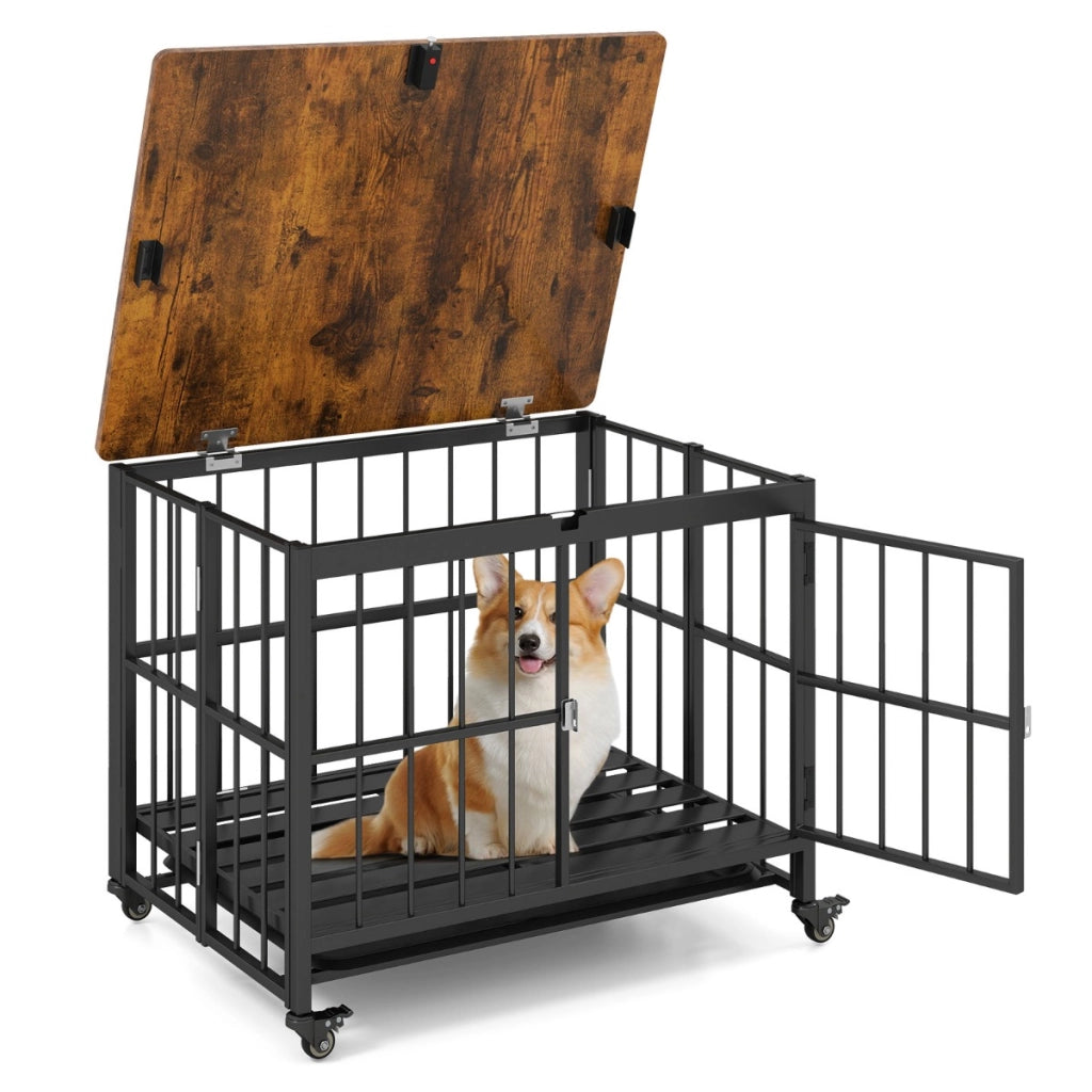 Cuccia pieghevole per cani con vassoio rimovibile per razze piccole, Cuccia tavolino decorativo da interno-Casette e lettini