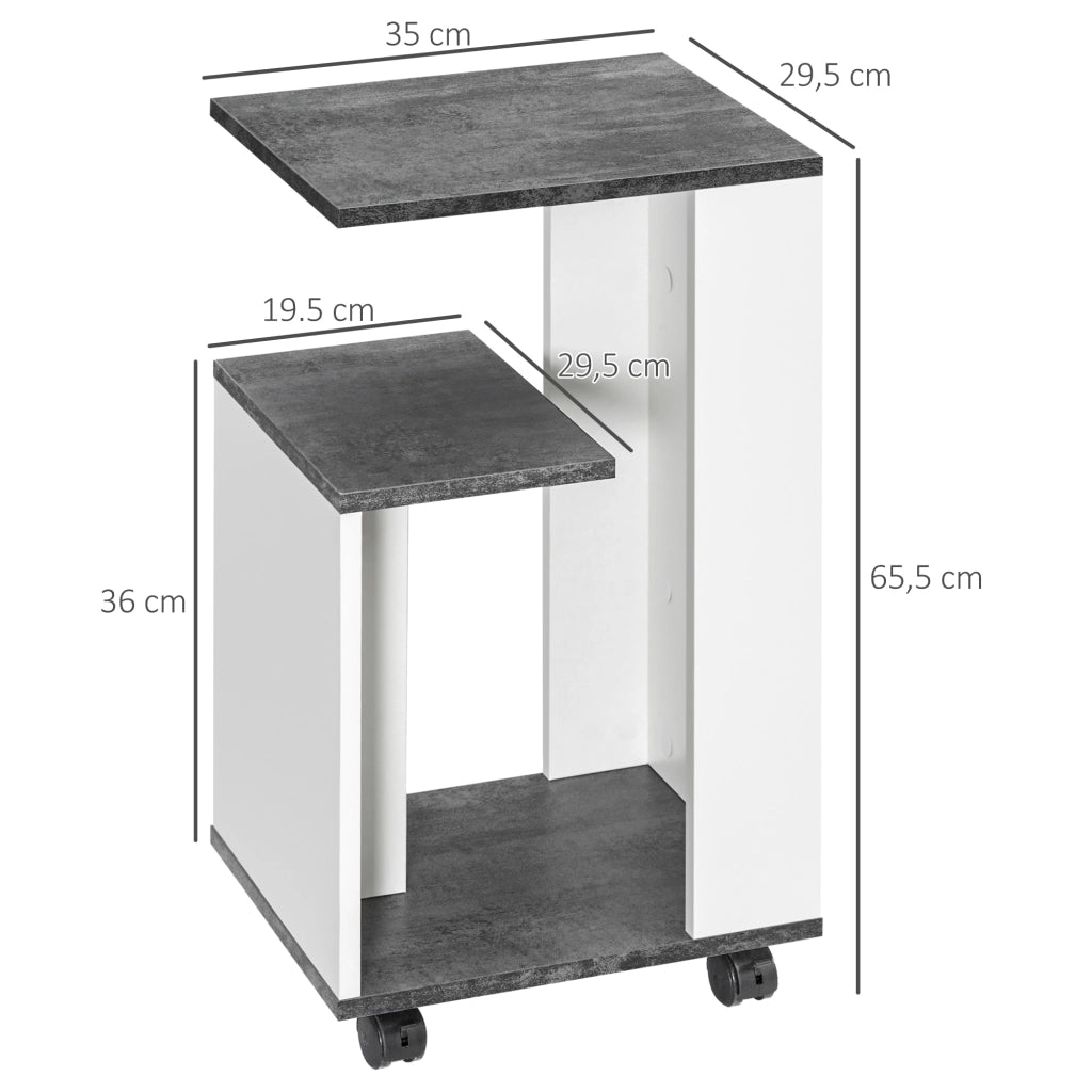 Comodino con Cassetti e Ruote ¨C Zephmum ¨C Grigio/Bianco 35x29.5x65.5 cm