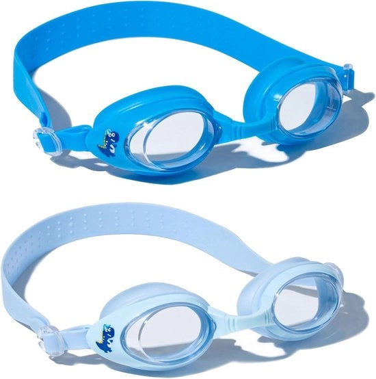 Maschera da nuoto per bambini con protezione anti-fog e UV, grande visibilità, impermeabile e regolabile (2 pezzi)