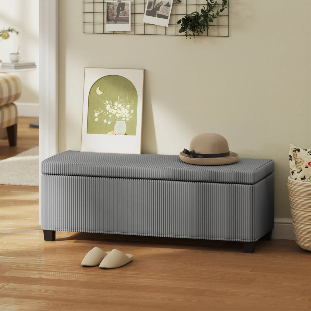 Divano con contenitore ¨C zephmum ¨C Tessuto cord, Grigio