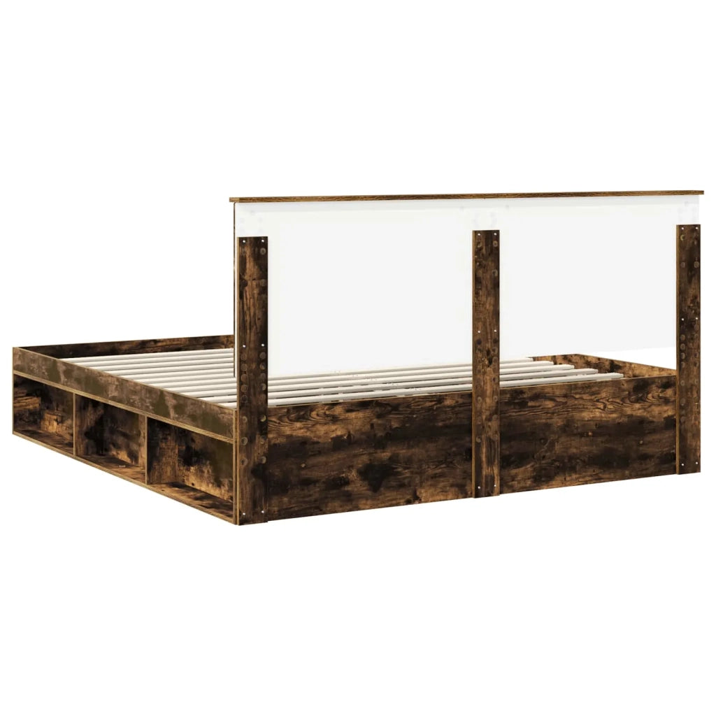Struttura del letto Rovere fumé 200 x 200 cm Pino massello 3409313