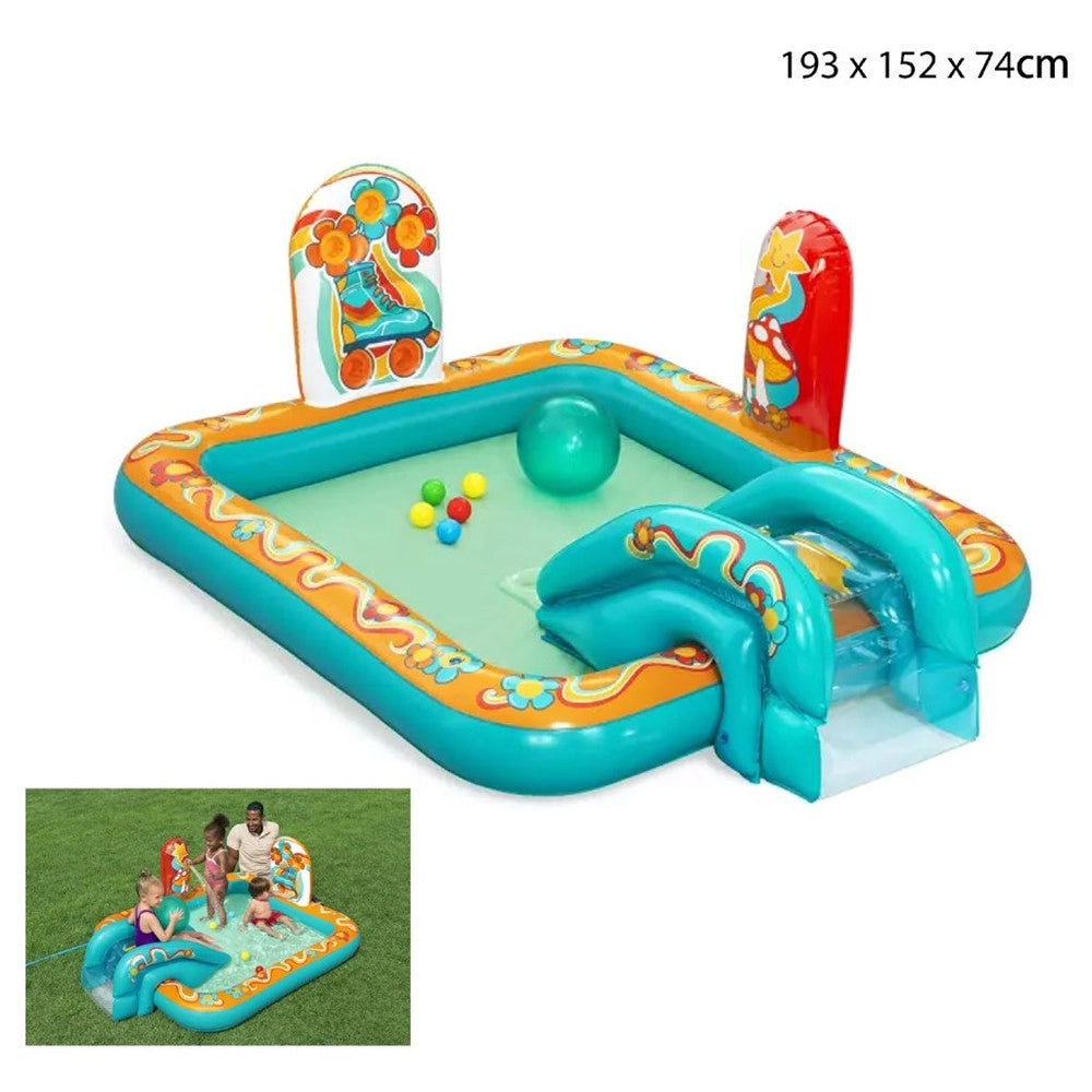 Trade Shop - Play Center Piscina Gonfiabile Retro Groove Per Bambini 193x152x74cm Giardino 53164 -
