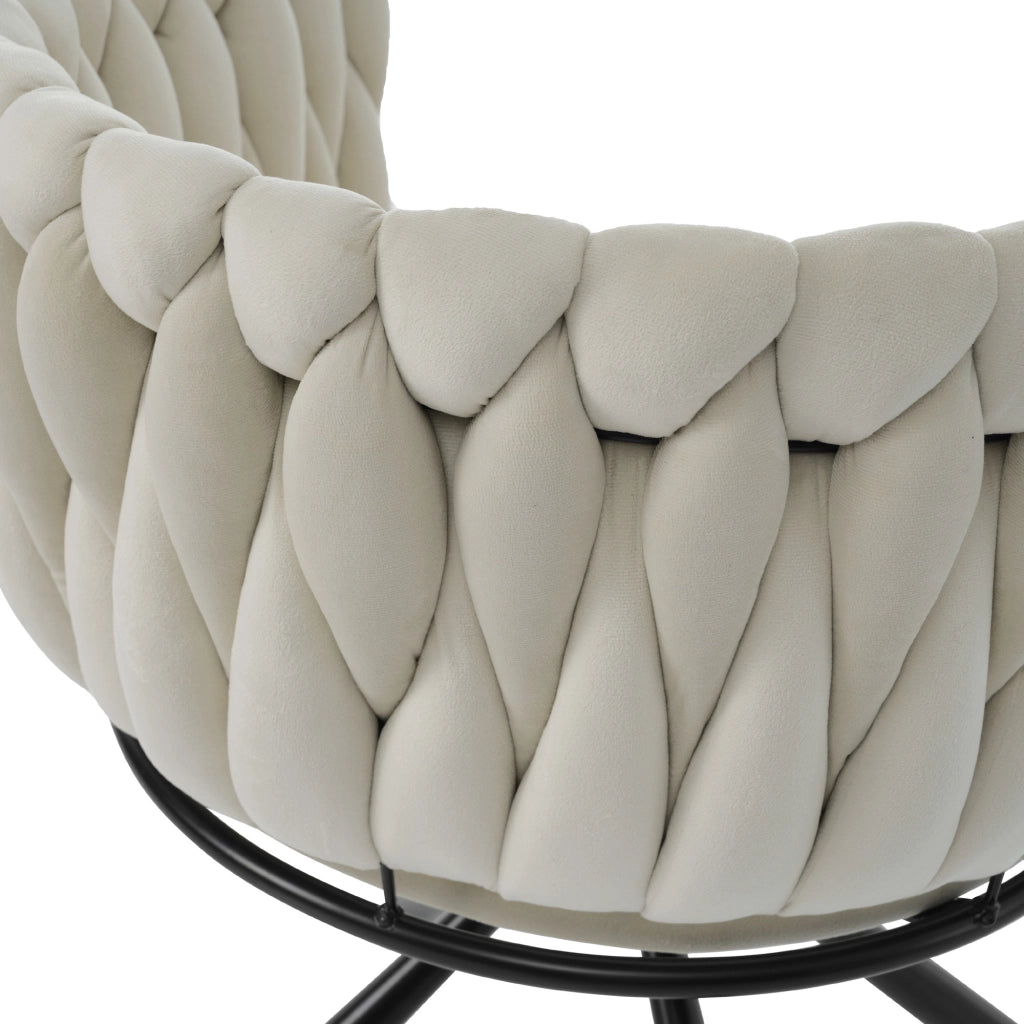 Poltrona Girevole in Velluto ¨C MINIMAL ¨C Beige, Gambe in Metallo