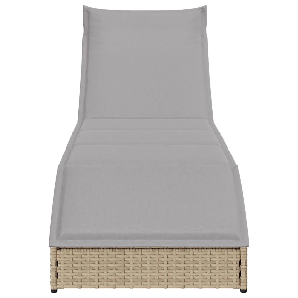 Lettino Prendisole | Sdraio da giardino | Lettino da sole Pieghevole con Cuscino e Portaoggetti Beige