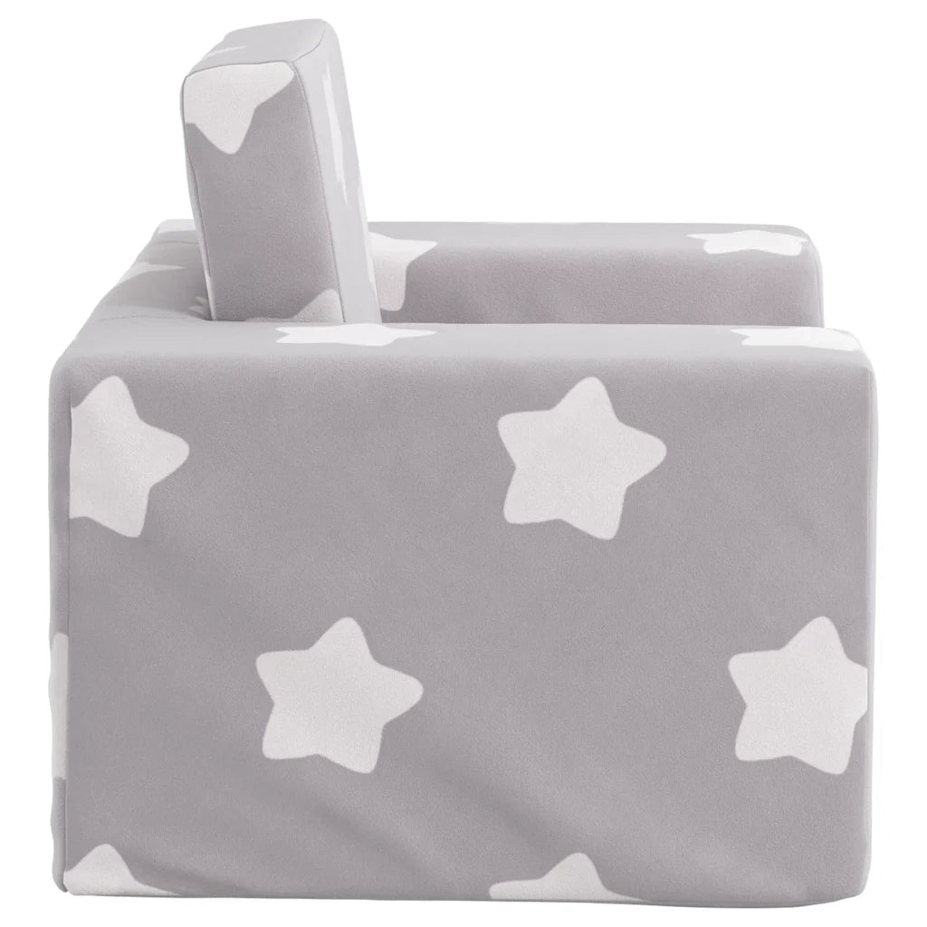 Divano Letto Bambini Grigio Chiaro con Stelle Morbido Peluche