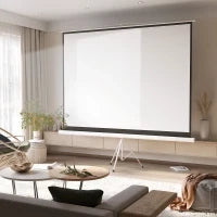 Telo Proiettore da 120" Formato 4:3 in Tessuto a Rete, Plastica e Metallo con Treppiedi, 244x190 cm, Bianco