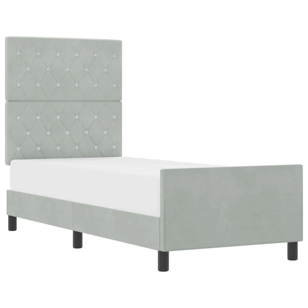 Letto a molle con testiera-Rete con Testiera Grigio chiaro 80 x 200 cm Velluto 259981