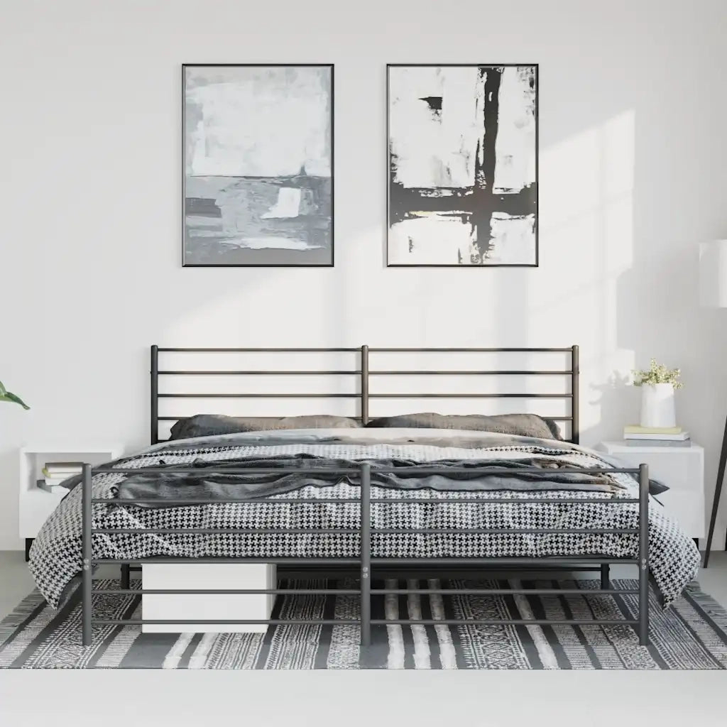 Giroletto con Testiera e Pediera Metallo Nero 183x213 cmcod mxl 104723