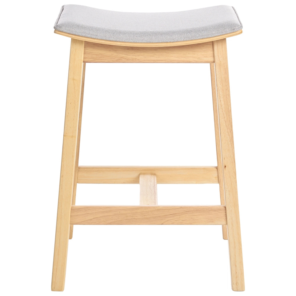 Set di 2 sedie da bar in legno di gomma beige con seduta imbottita in poliestere Legno chiaro
