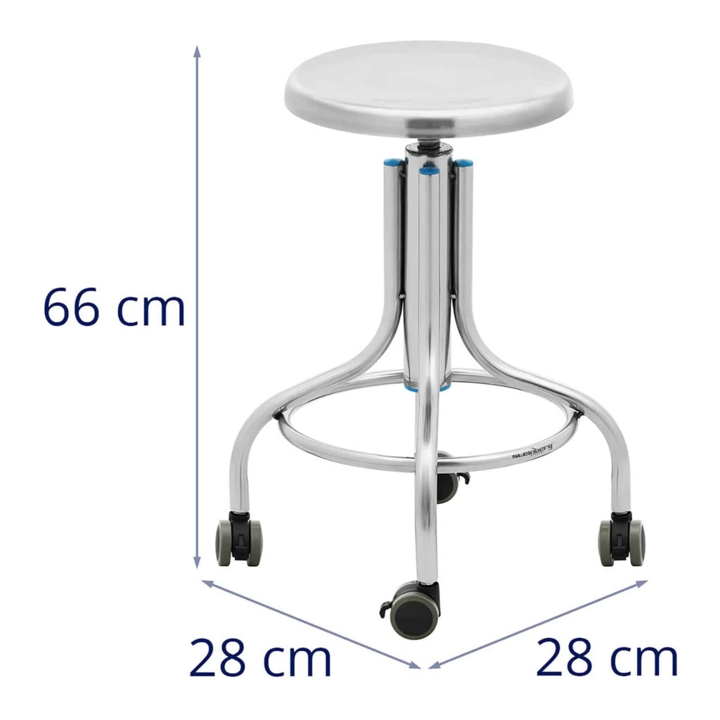Sgabello da laboratorio - su rotelle - acciaio inox - 100 kg 14_0005786