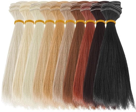 Set di pruiche per bambole - 10 pezzi - 15,5 cm - plastica - capelli - estensioni - varie colori