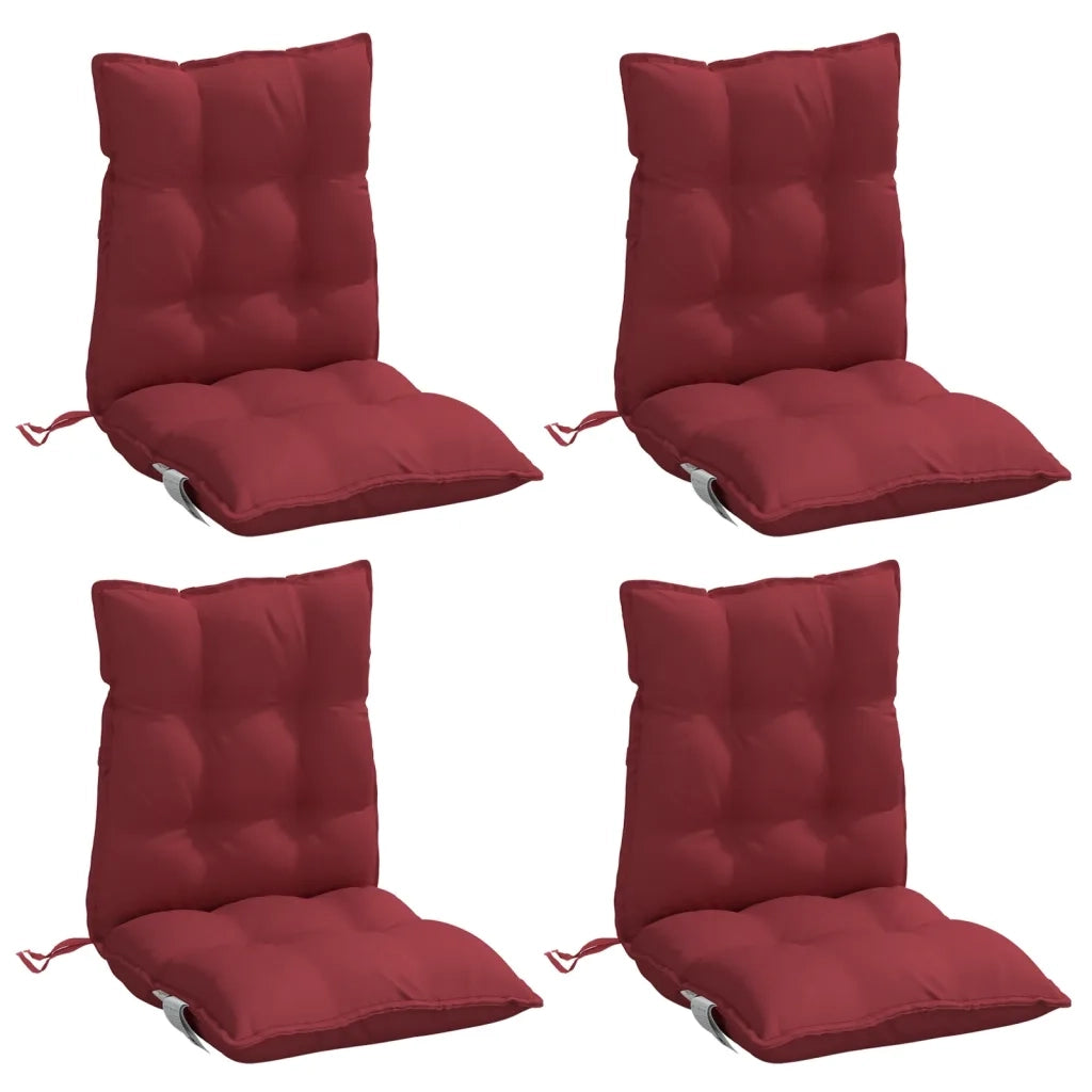 Cuscini per Sedia Schienale Basso 4pz Rosso Vino Tessuto Oxford 377699
