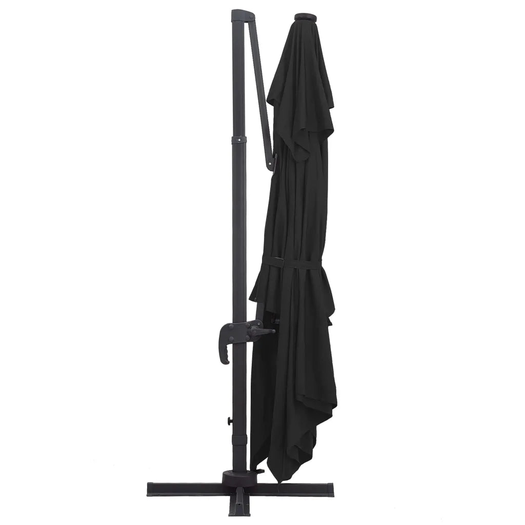 Ombrellone a Sbalzo con LED-Ombrello da giardino Palo in Alluminio 400x300 cm Nero