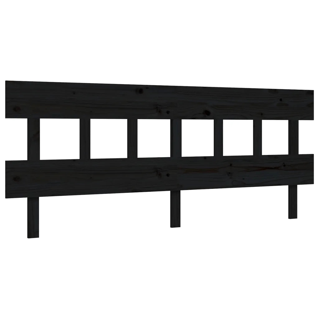 Giroletto con Testiera Nero 200x200 cm in Legno Massello 3193360