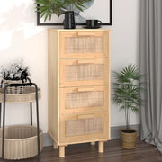 Credenza Marrone 40x30x90cm Legno Massello Pino Rattan Naturale cod mxl 12476
