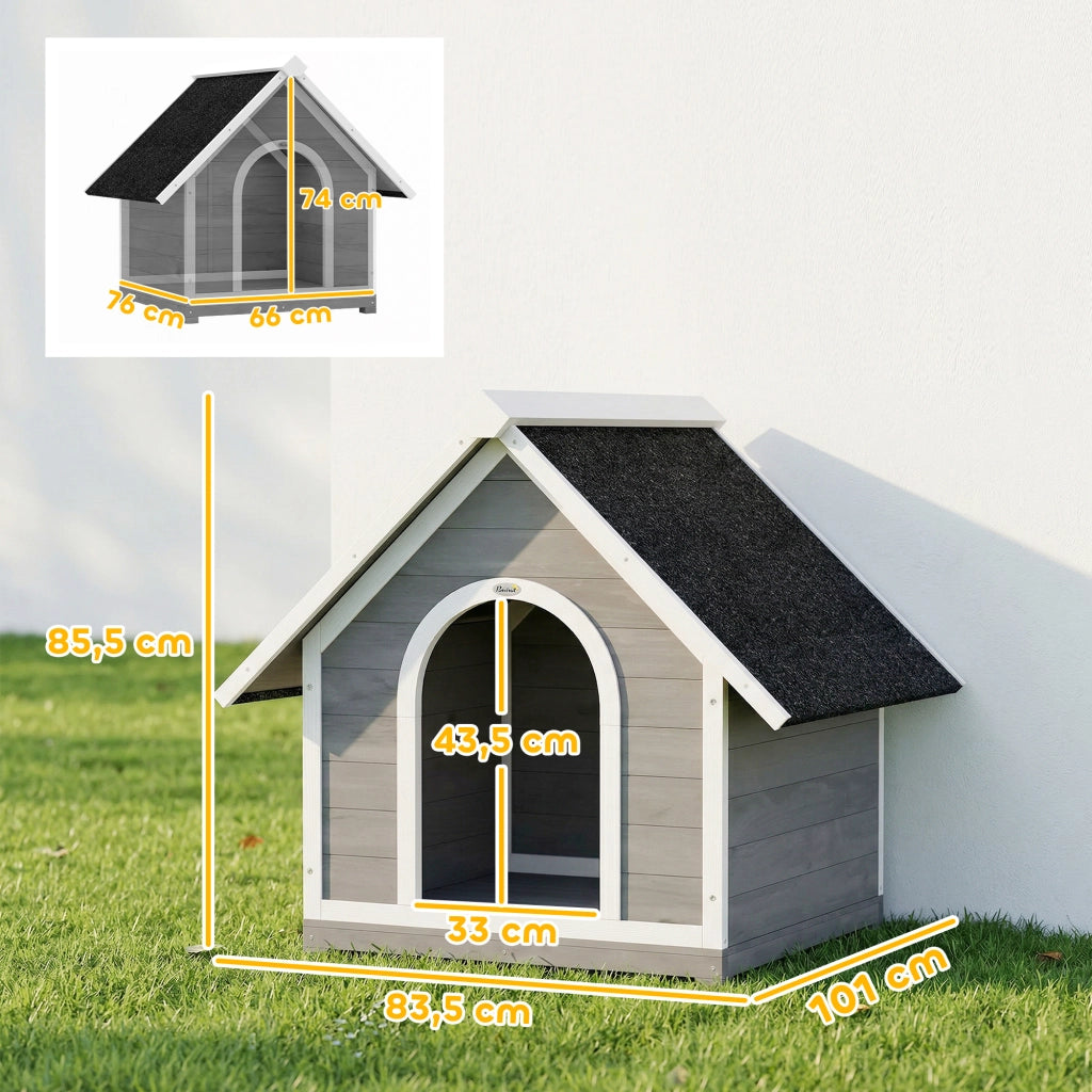 Casetta per Cane da Esterno ¨C zephmum ¨C 84x101x86 cm Grigio e Bianco
