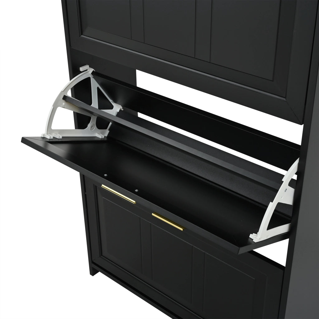 Scarpiera Alta con 6 Ripiani ¨C Xylo ¨C Nero, MDF e Truciolato, 70x24x120 cm