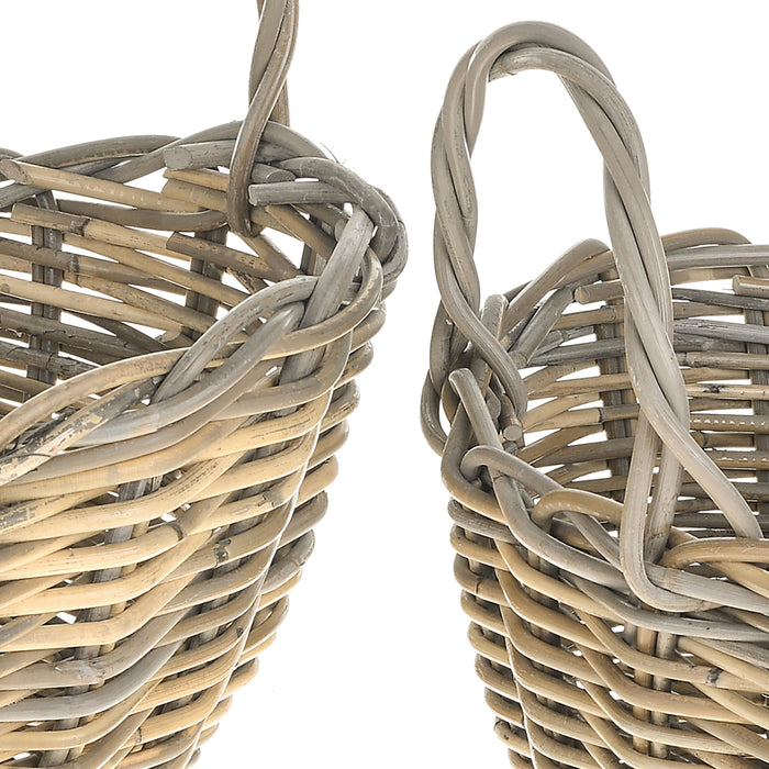 Set 2 Cesti Ovali in Vimini con Manici Larghezza 45 cm