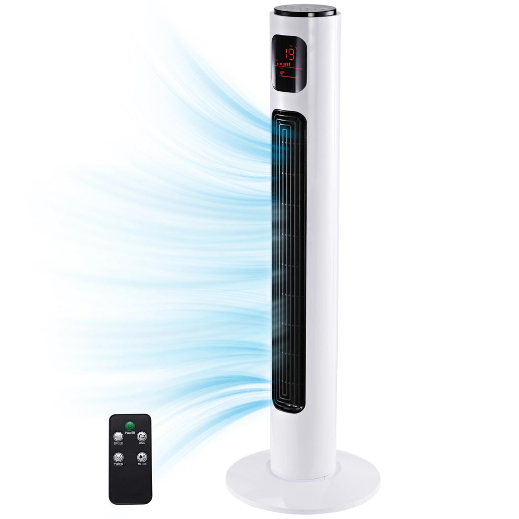 Ventilatore a colonna silenzioso ¨C Zephmum ¨C 45W 3 velocit¨¤ telecomando oscillante 70¡ã timer LED 96cm bianco