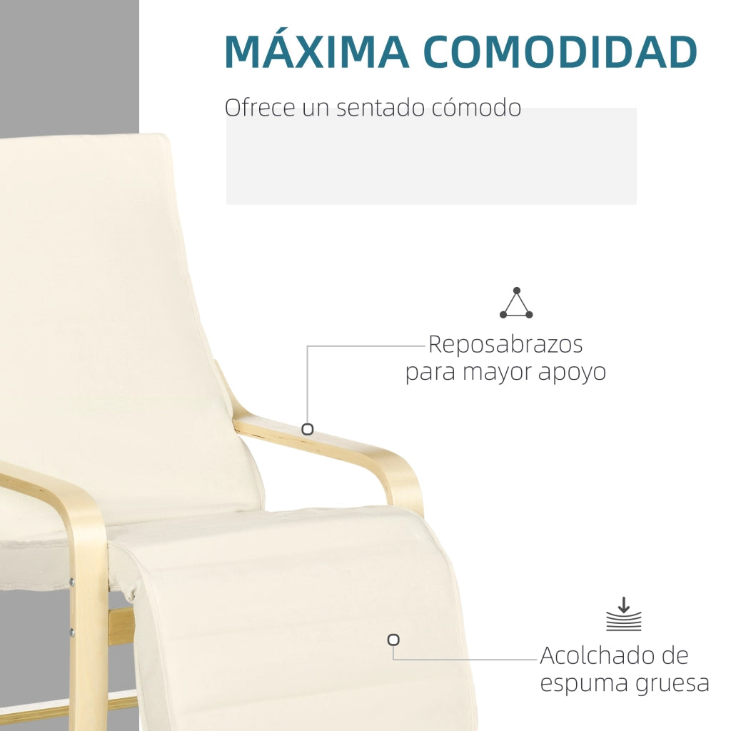 Poltrona Relax con Poggiapiedi Regolabile ¨C Zephmum ¨C Tessuto Crema 66.5x94x100cm