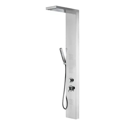 Pannello doccia multifunzione con 4 getti in acciaio inox cromato