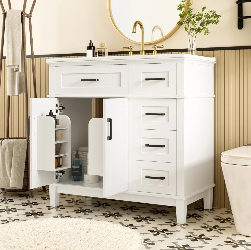 Mobile bagno da terra bianco con lavabo in ceramica 90 cm