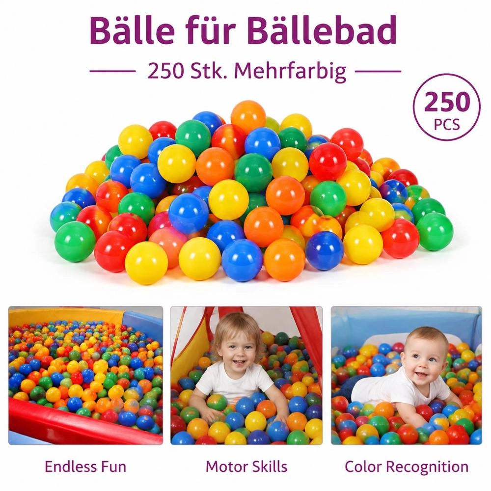 Ball Pit Balls, 250 Pieces, Multicolored