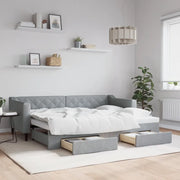 Divano Letto Estraibile Cassetti-Sofa Letto-Daybed Grigio Chiaro 80x200cm Tessuto 164433