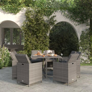Set Pranzo da Giardino 9 pz con Cuscini in Polyrattan Grigio 3095510