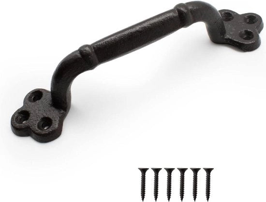 Maniglia per porte scorrevoli | Maniglia in ghisa nera per garage, armadio, bagno - 220 mm.