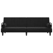 Divano letto con braccioli 205 x 89 x 70 cm velluto nero 02_0020415