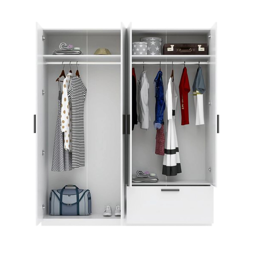 Armadio Camera da Letto Lidase, Guardaroba Grande 2 Ripiani, 180x210h cm Bianco