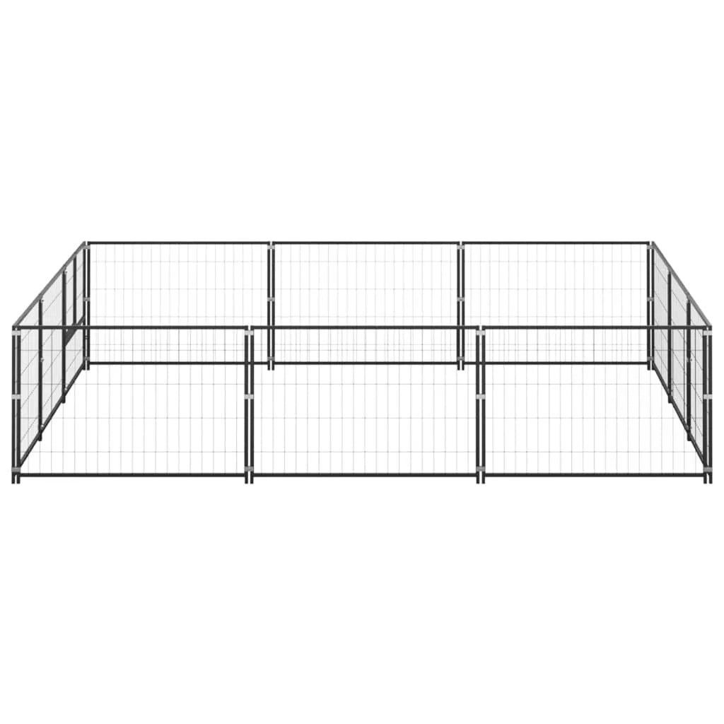 Recinto per animali da esterno per cani recinto per animali nero 9 m² acciaio 02_0000563