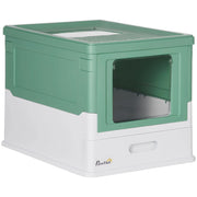 LETTIERA PER GATTI CHIUSA CON PALETTA, VASSOIO ESTRAIBILE E 2 PORTE, 47.5X35.5X36.7CM, VERDE